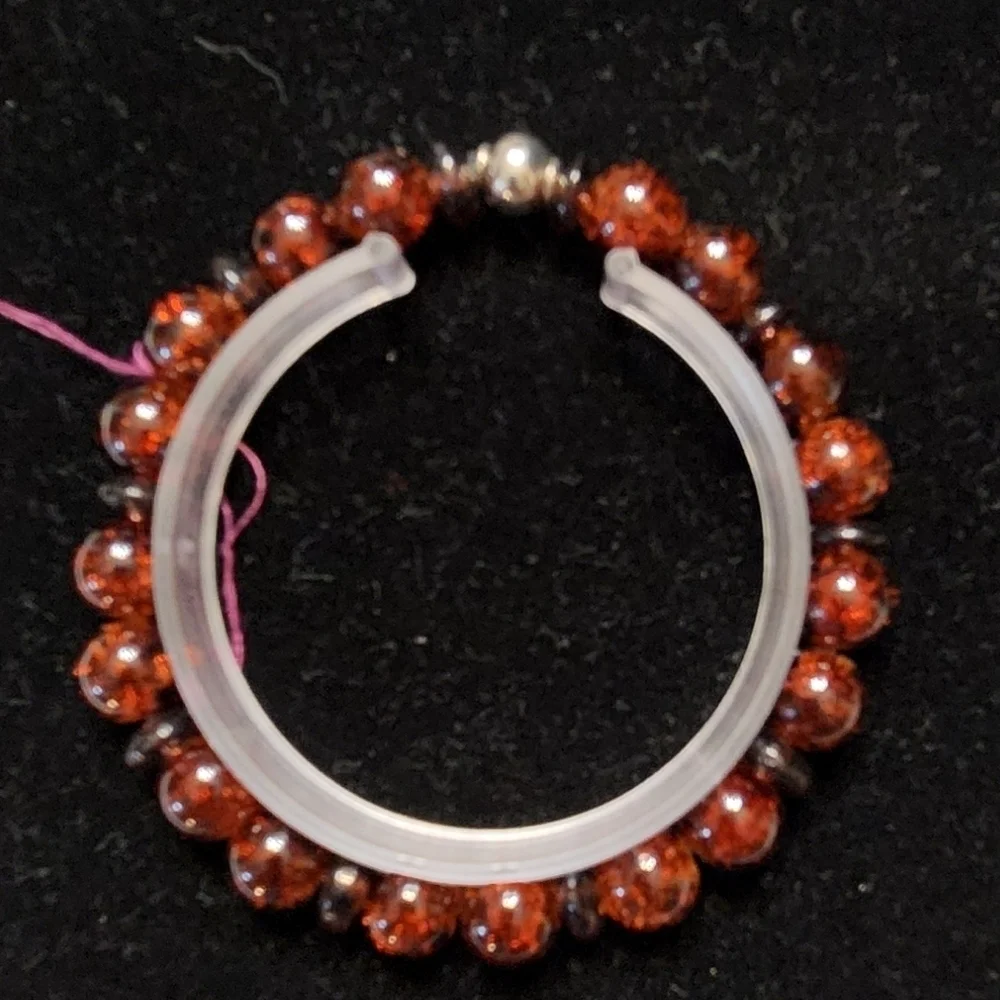Hand Crafted Bracelet Brown Stretch Beaded Unisex